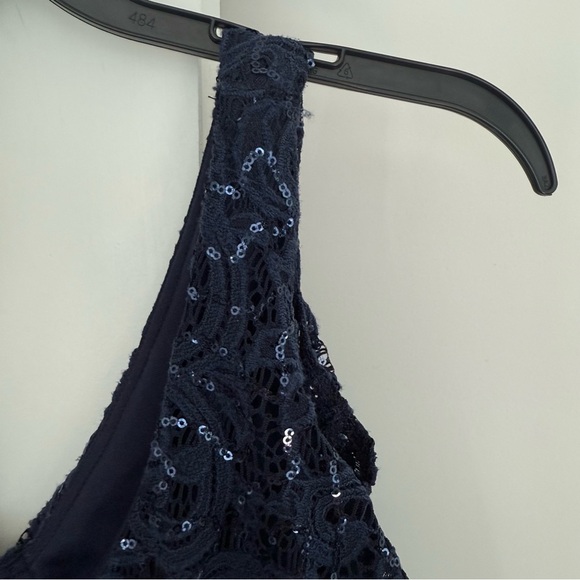 Marina Navy Blue Formal Dress Lace Sequins Size 10 - Picture 9 of 16